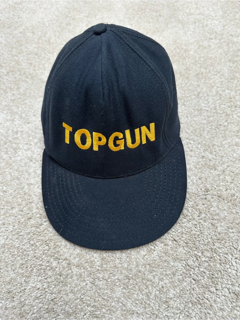 Vintage TOPGUN Embroidered Black Baseball Cap with Yellow Logo